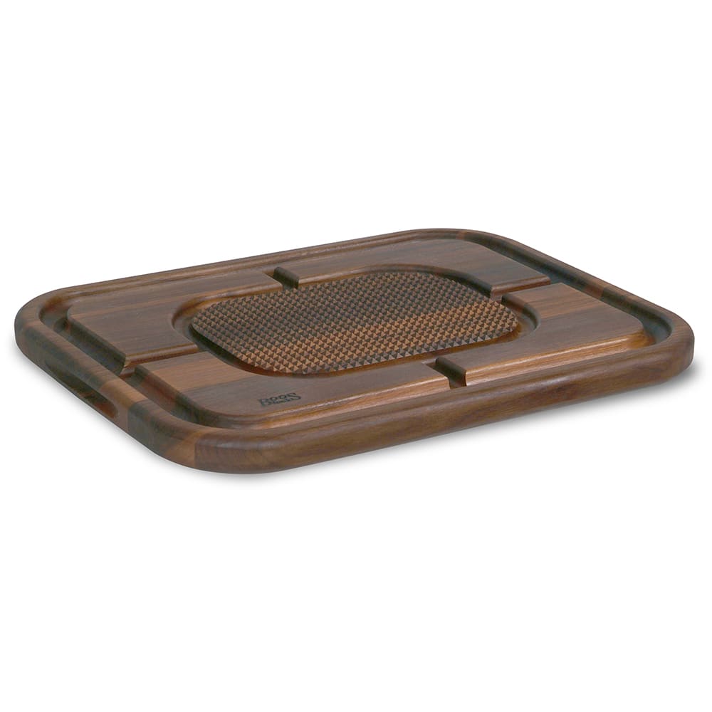 John Boos WAL-MN2418150-SM Carving Collection Board w/ Grooves, Grips & Pan, 18x24x2 1/4", MN Walnut