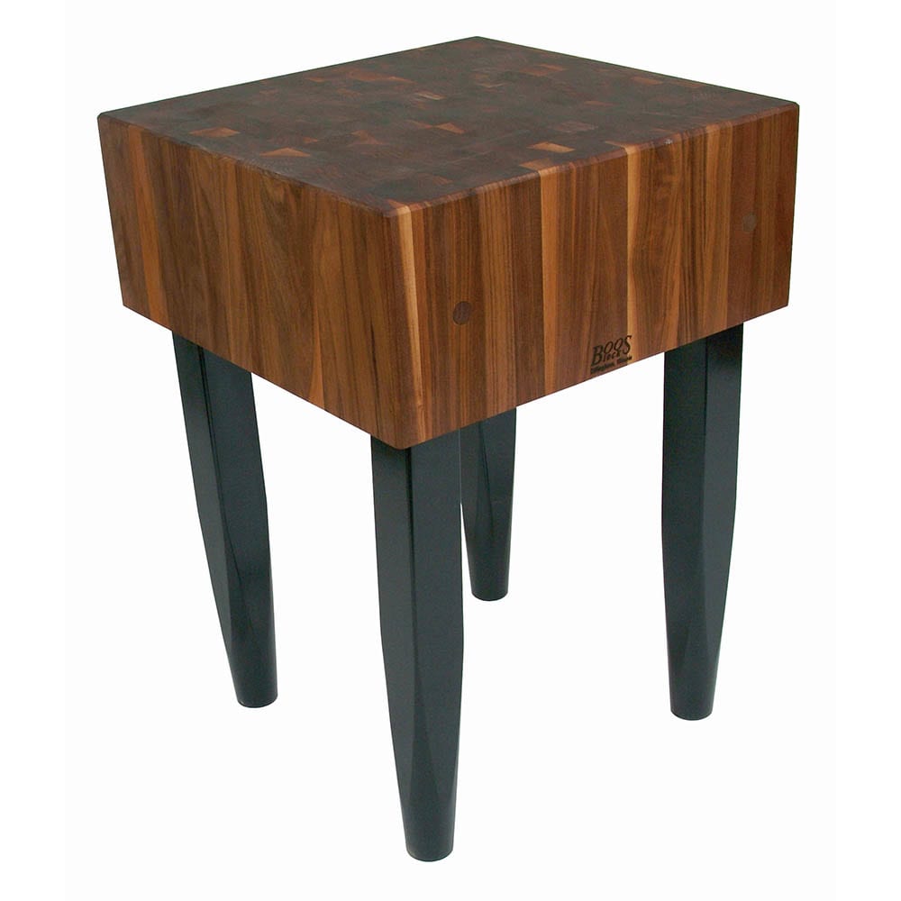 John Boos WAL-PCA3 10" Walnut Top Butcher Block Work Table - 24"L x 24"D