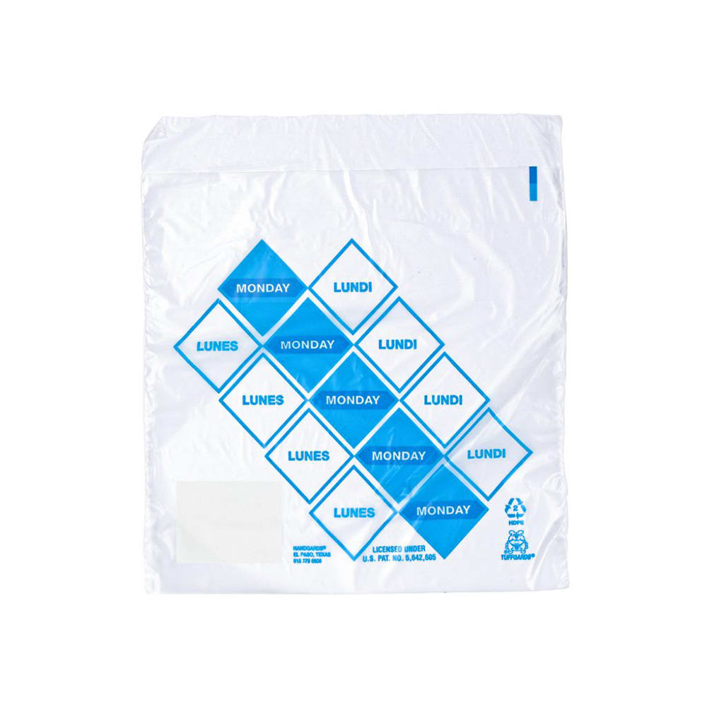 Handgards Tuffgards Printed Saddle Pack Preportion Bag - Monday, 6 1/2" x 7", HDPE (303679811)