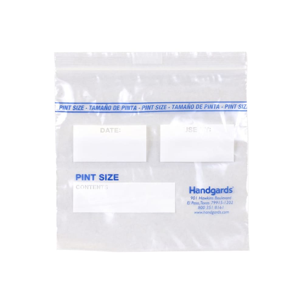 Handgards Zipgards Seal Top Food Storage Bag - 6 1/2" x 6", LDPE, Clear (304985110)