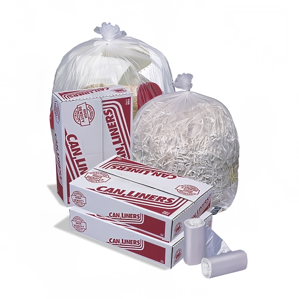 Pitt Plastics 40 - 45 gal HD Mini-Rolls Trash Can Liner Bags - 48"L x 40"W, HDPE, Clear (MR40483MC)
