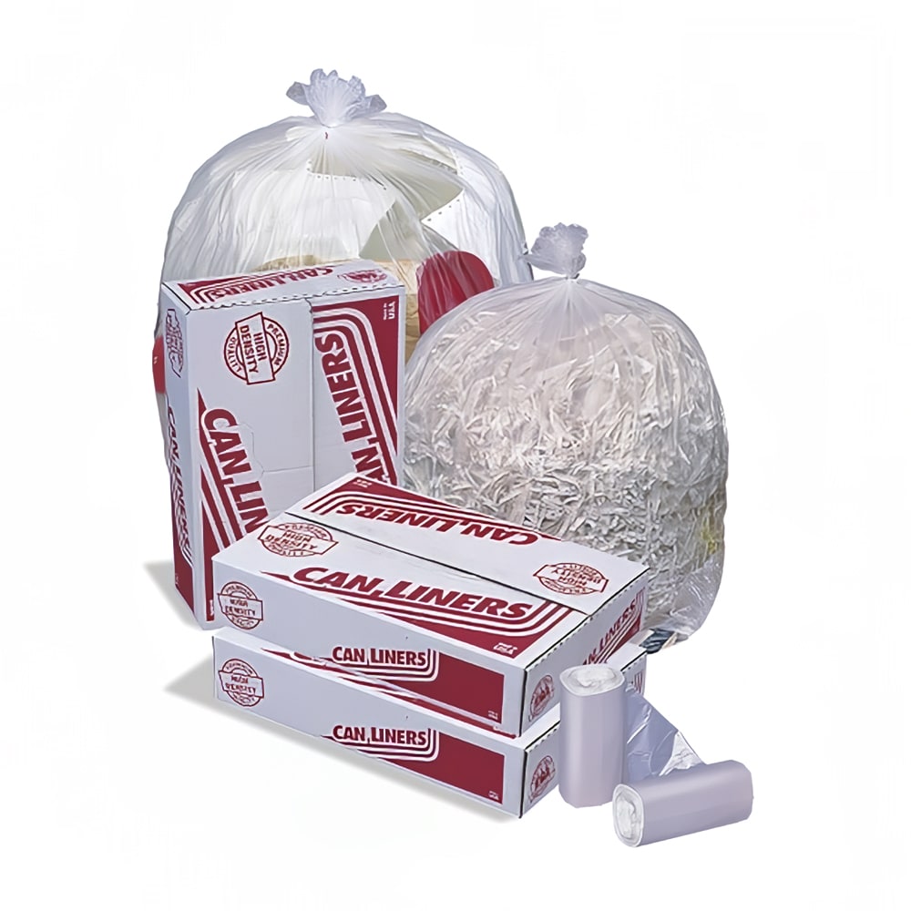 Pitt Plastics 33 gal HD Mini-Rolls Trash Can Liner Bags - 40"L x 33"W, HDPE, Clear (MR33402MC)