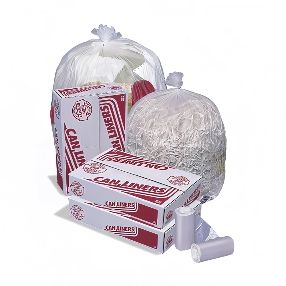 Pitt Plastics 20 - 30 gal HD Mini-Rolls Trash Can Liner Bags - 37"L x 30"W, HDPE, Clear (MR30372MC)