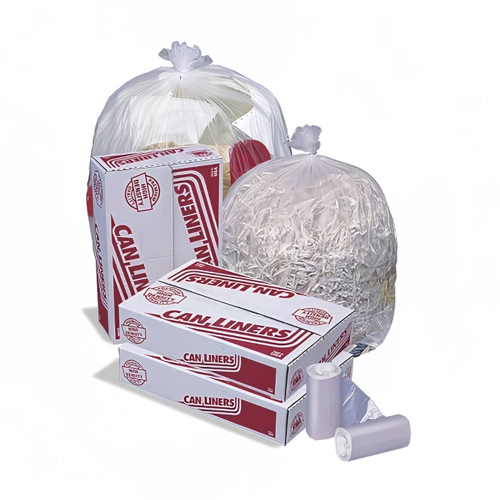Pitt Plastics 55 gal HD Mini-Rolls Trash Can Liner Bags - 58"L x 38"W, HDPE, Black (MR36604MK)