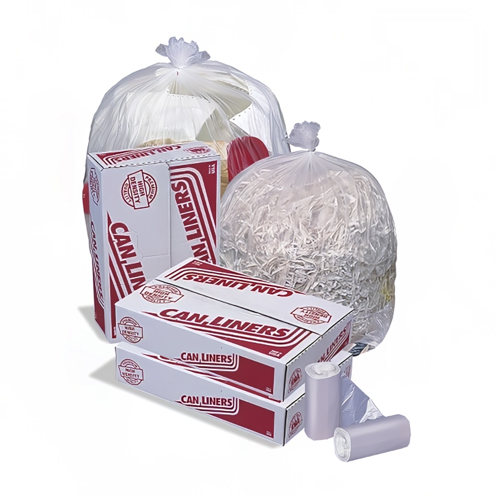 Pitt Plastics 12 - 16 gal HD Mini-Rolls Trash Can Liner Bags - 33"L x 24"W, HDPE, Clear (MR24339MC)
