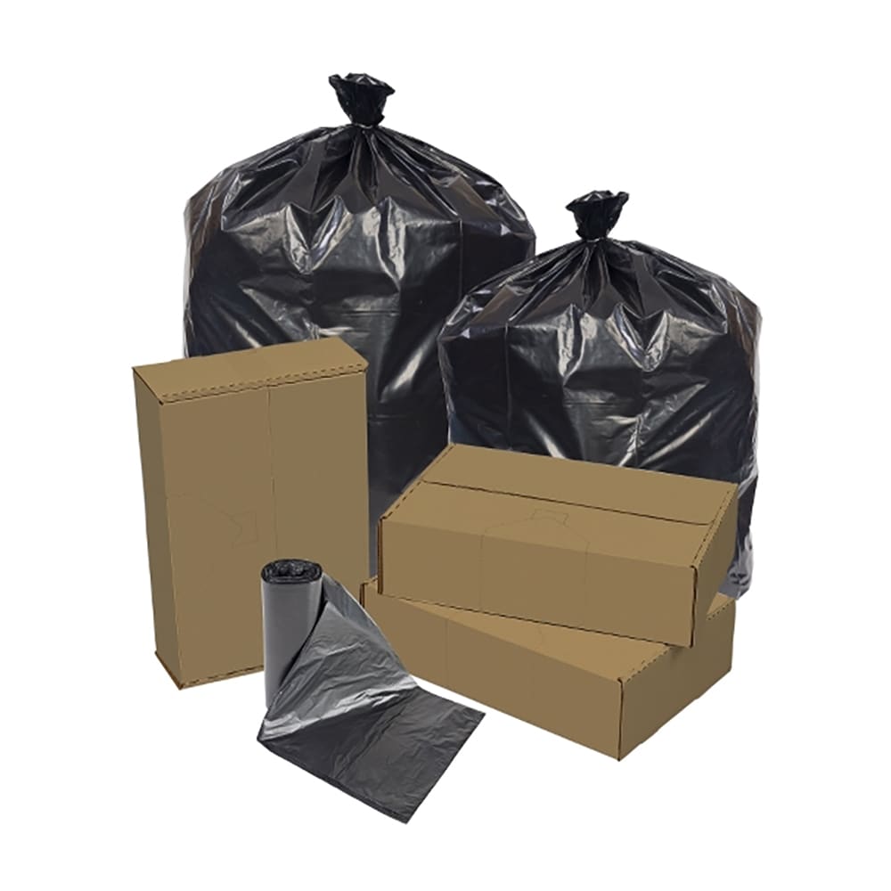 Pitt Plastics 40 - 45 gal EcoStrong Trash Can Liner Bags - 46"L x 40"W, LDPE, Black (EC404615K)