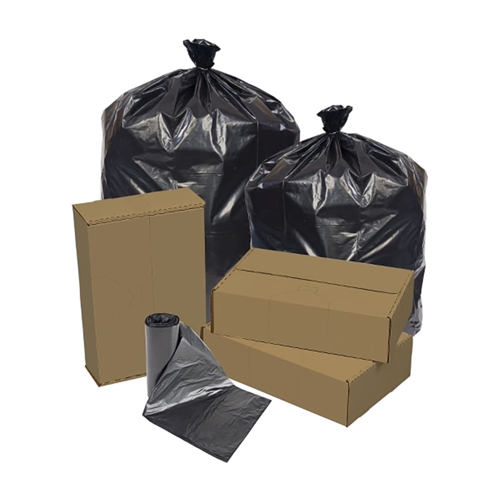 Pitt Plastics 40 - 45 gal EcoStrong Trash Can Liner Bags - 46"L x 40"W, LDPE, Black (EC404617K)