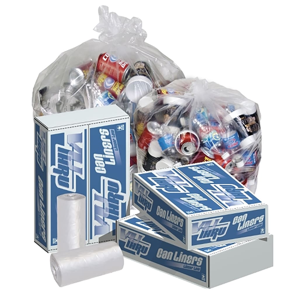 Pitt Plastics 56 gal Vu Thru Trash Can Liner Bags - 48"L x 42 1/2"W, LDPE, Clear (P4930XC)