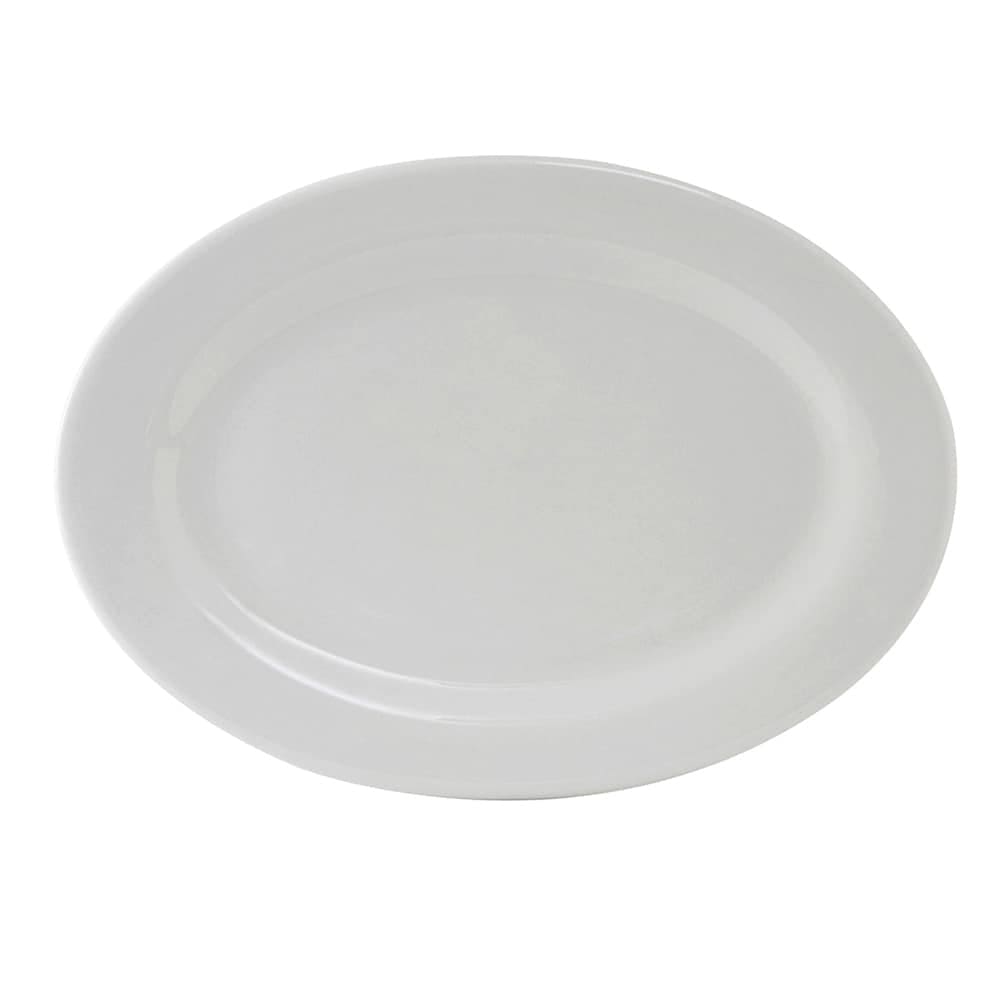 Tuxton ALH-100 10" x 7 1/4" Oval Alaska Platter - Ceramic, Porcelain White