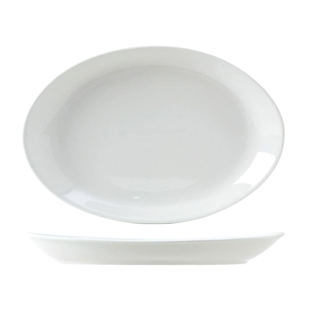Tuxton ALH-111W 11 1/8" x 7 1/2" Oval Alaska/Colorado Wing Platter - China, Porcelain White