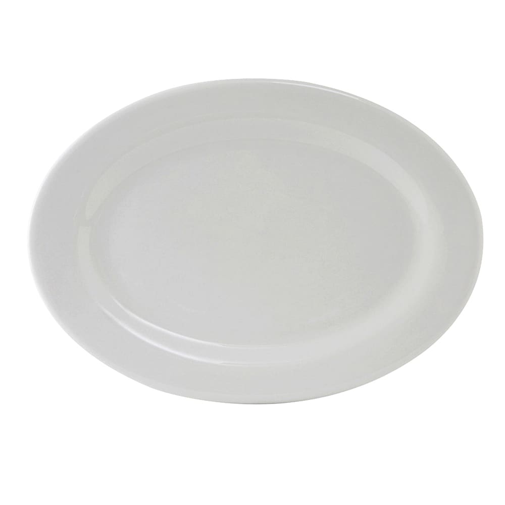 Tuxton ALH-116 11 3/4" x 8 1/2" Oval Alaska Platter - Ceramic, Porcelain White