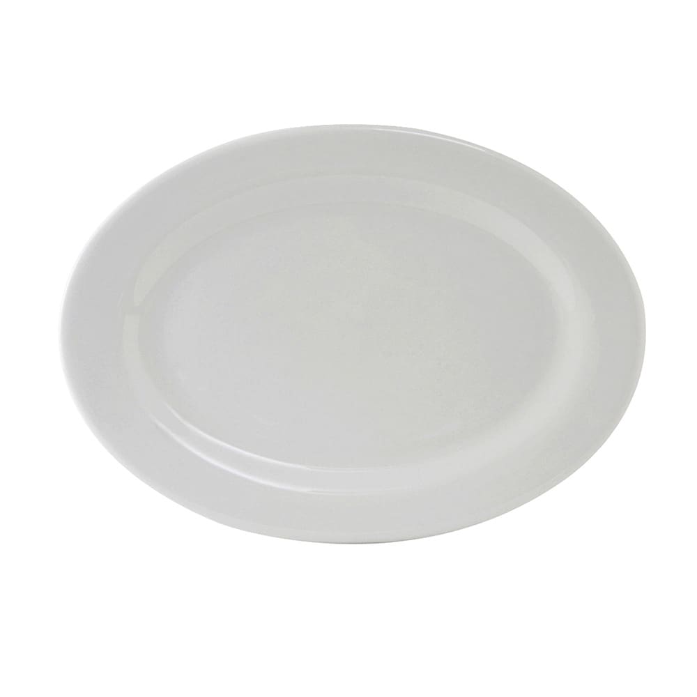 Tuxton ALH-136 13 3/4" x 10" Oval Alaska Platter - Ceramic, Porcelain White
