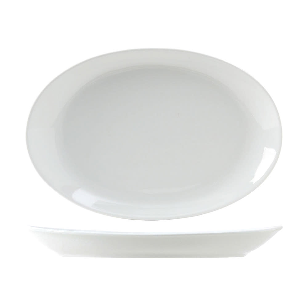 Tuxton ALH-136W 13 3/4" x 9 1/4" Oval Alaska/Colorado Wing Platter - China, Porcelain White