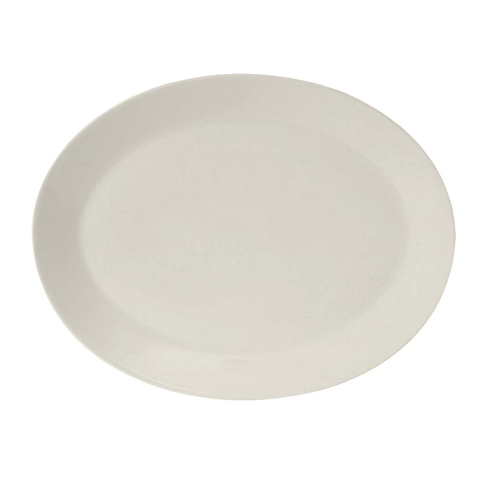 Tuxton AMU-022 12" x 9 1/2" Oval Modena Platter - Ceramic, Pearl White