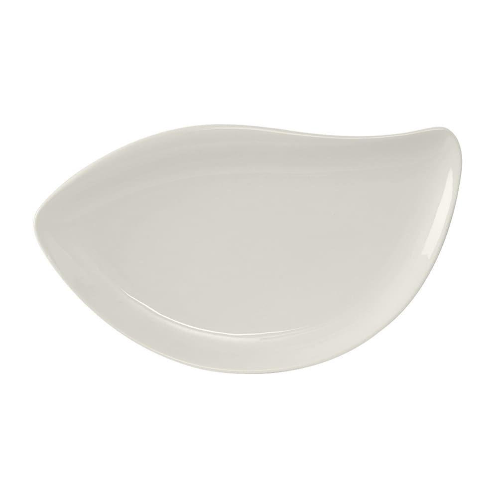 Tuxton AMU-651 15 1/4" x 8 3/4" Leaf AlumaTux®© Platter - Ceramic, Pearl White