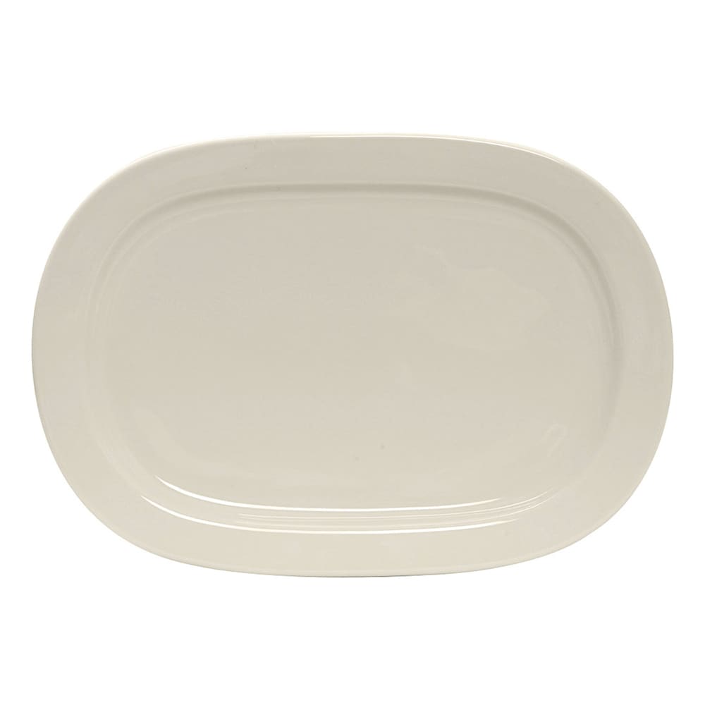 Tuxton BEH-131M Rectangular Daytona Platter - 13 1/8" x 9 1/8", Ceramic, American White/Eggshell