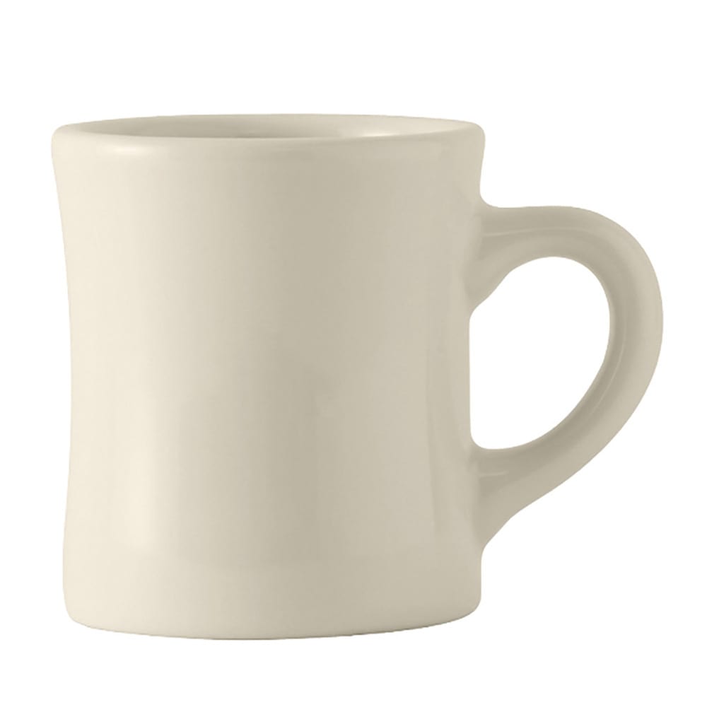 Tuxton BEM-090B 9 oz Diner Mug - Ceramic, American White/Eggshell