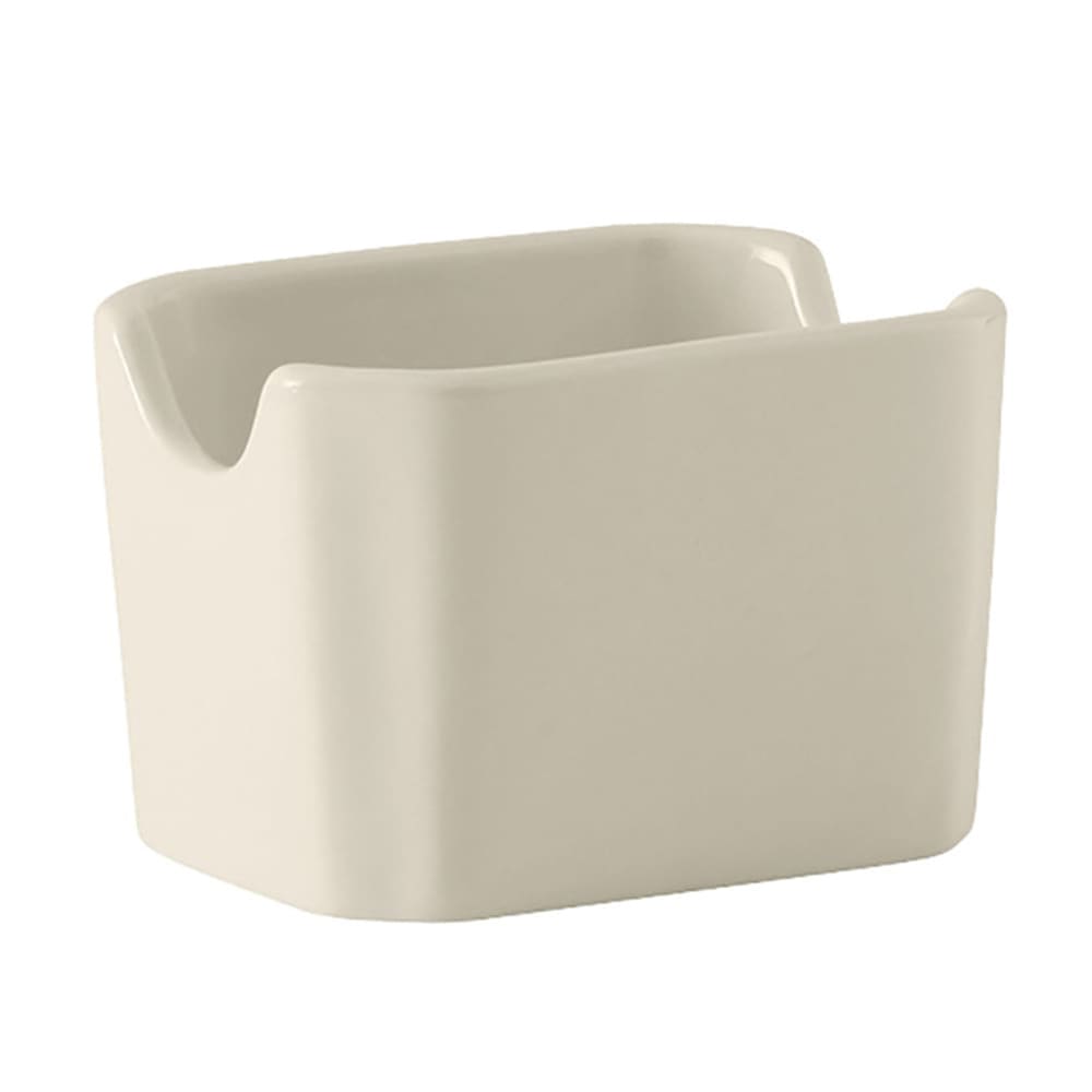 Tuxton BEQ-034 Rectangular Sugar Caddy - Ceramic, American White/Eggshell