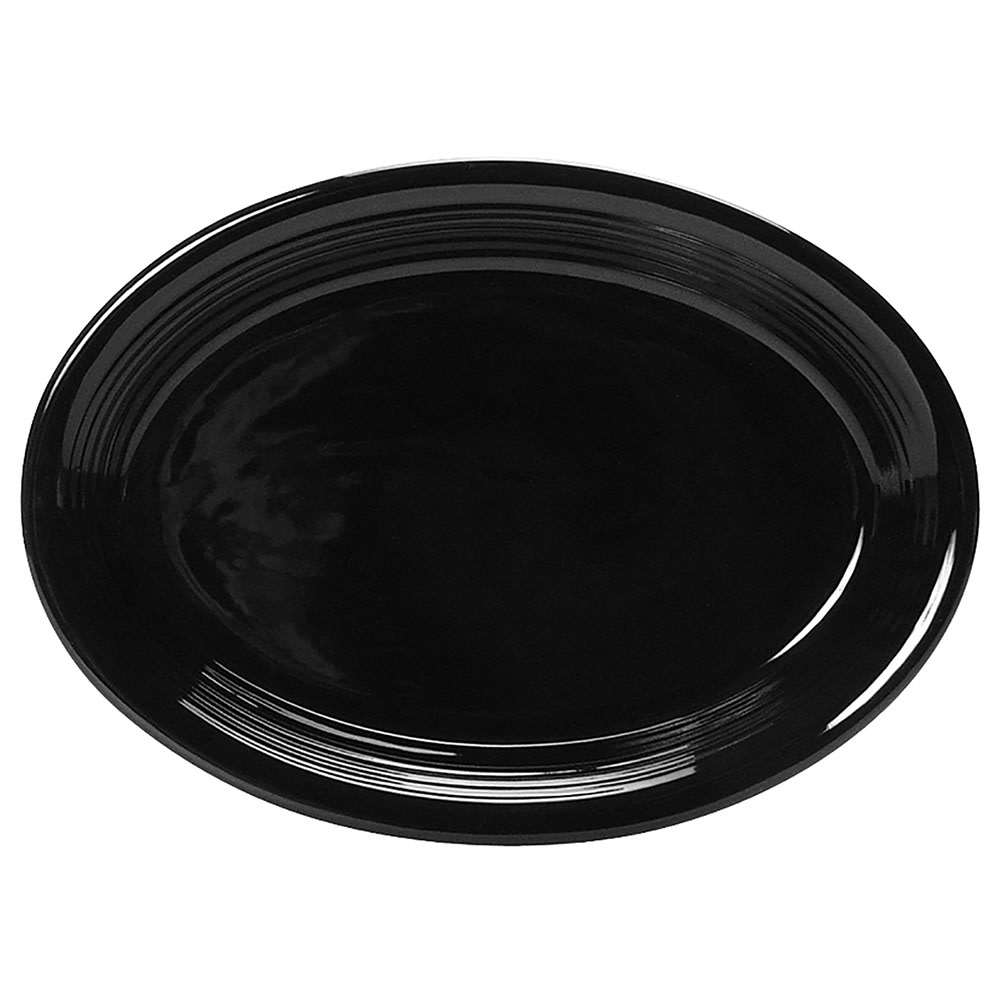 Tuxton CBH-0962 9 3/4" x 7" Oval Concentrix®© Platter - Ceramic, Black