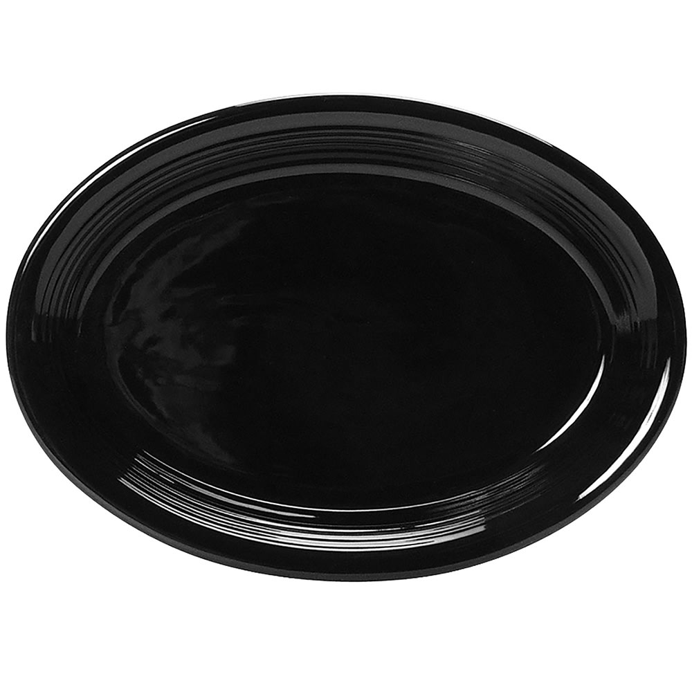 Tuxton CBH-1142 11 1/2" x 8 3/4" Oval Concentrix®© Platter - Ceramic, Black