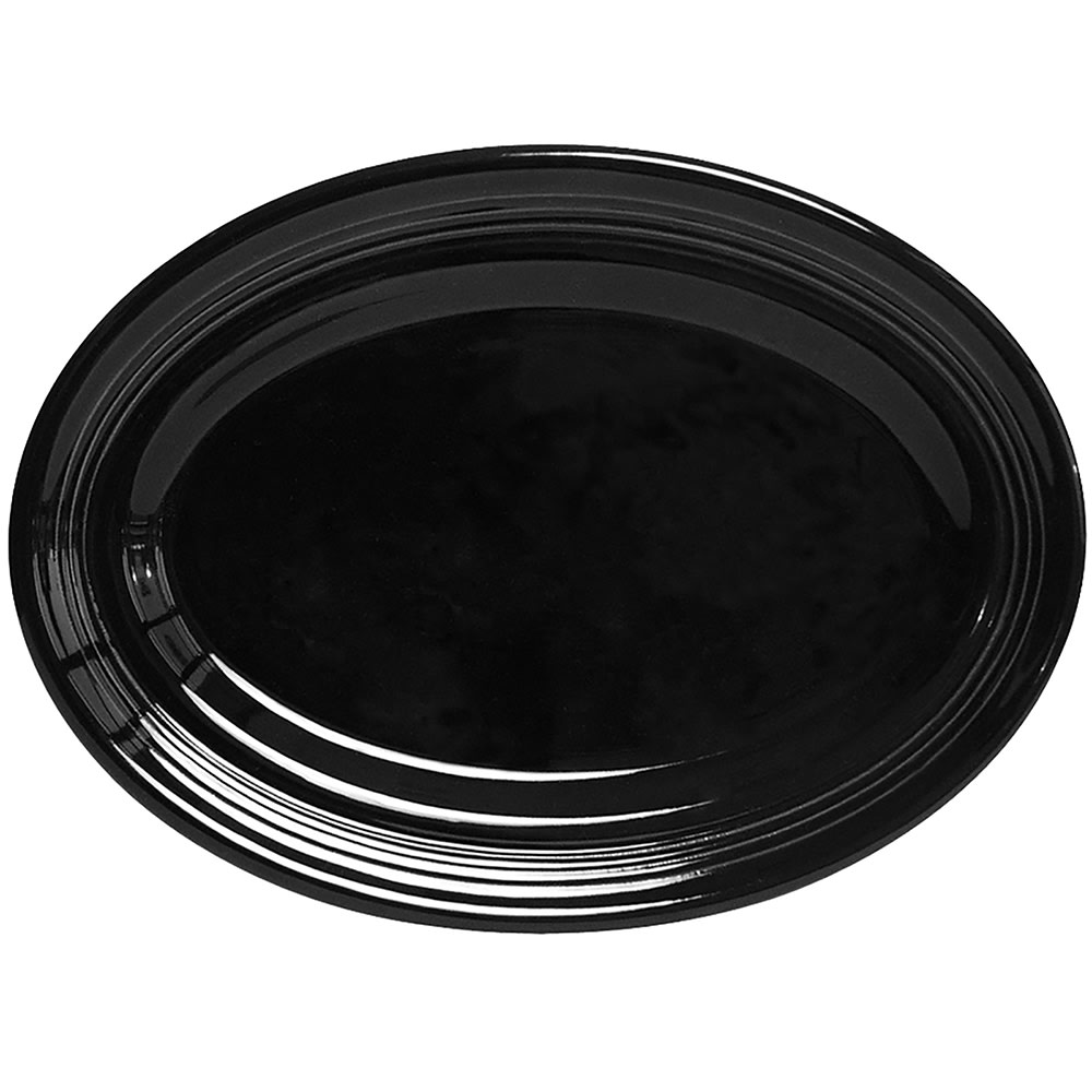 Tuxton CBH-116 11 1/2" x 8 3/8" Oval Concentrix®© Platter - Ceramic, Black