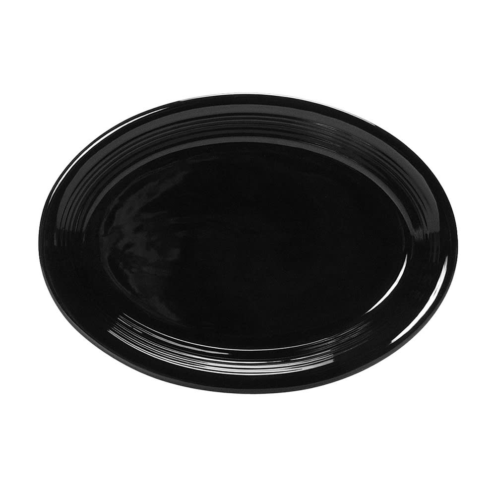 Tuxton CBH-1352 13 1/2" x 9 3/4" Oval Concentrix®© Platter - Ceramic, Black