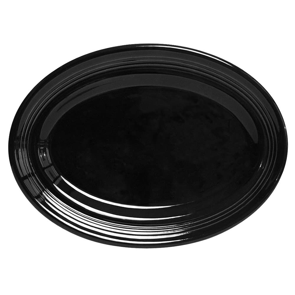Tuxton CBH-136 13 3/4" x 10 1/2" Oval Concentrix®© Platter - Ceramic, Black