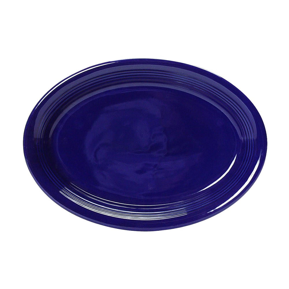 Tuxton CCH-1352 13 1/2" x 9 3/4" Oval Concentrix®© Platter - Ceramic, Cobalt