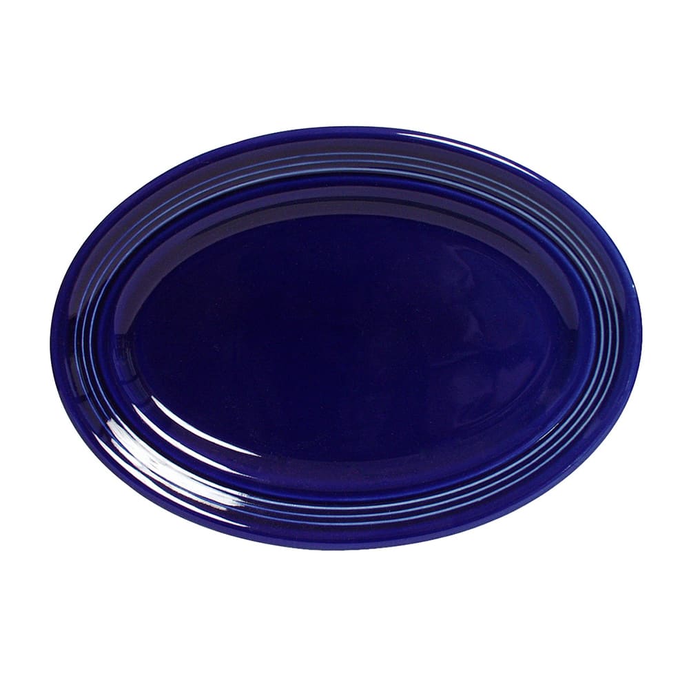 Tuxton CCH-136 13 3/4" x 10 1/2" Oval Concentrix®© Platter - Ceramic, Cobalt