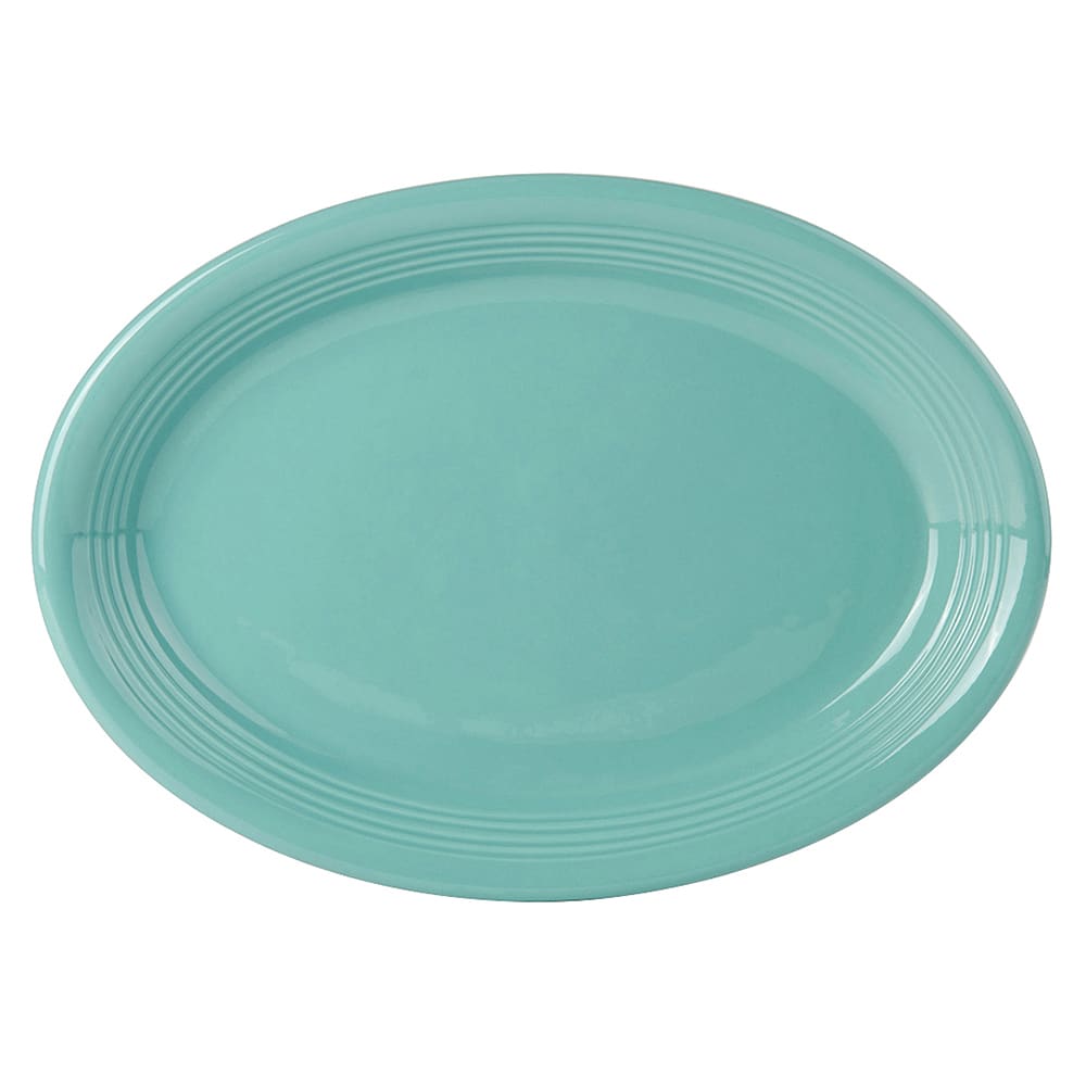 Tuxton CIH-1352 13 1/2" x 9 3/4" Oval Platter - China, Island Blue