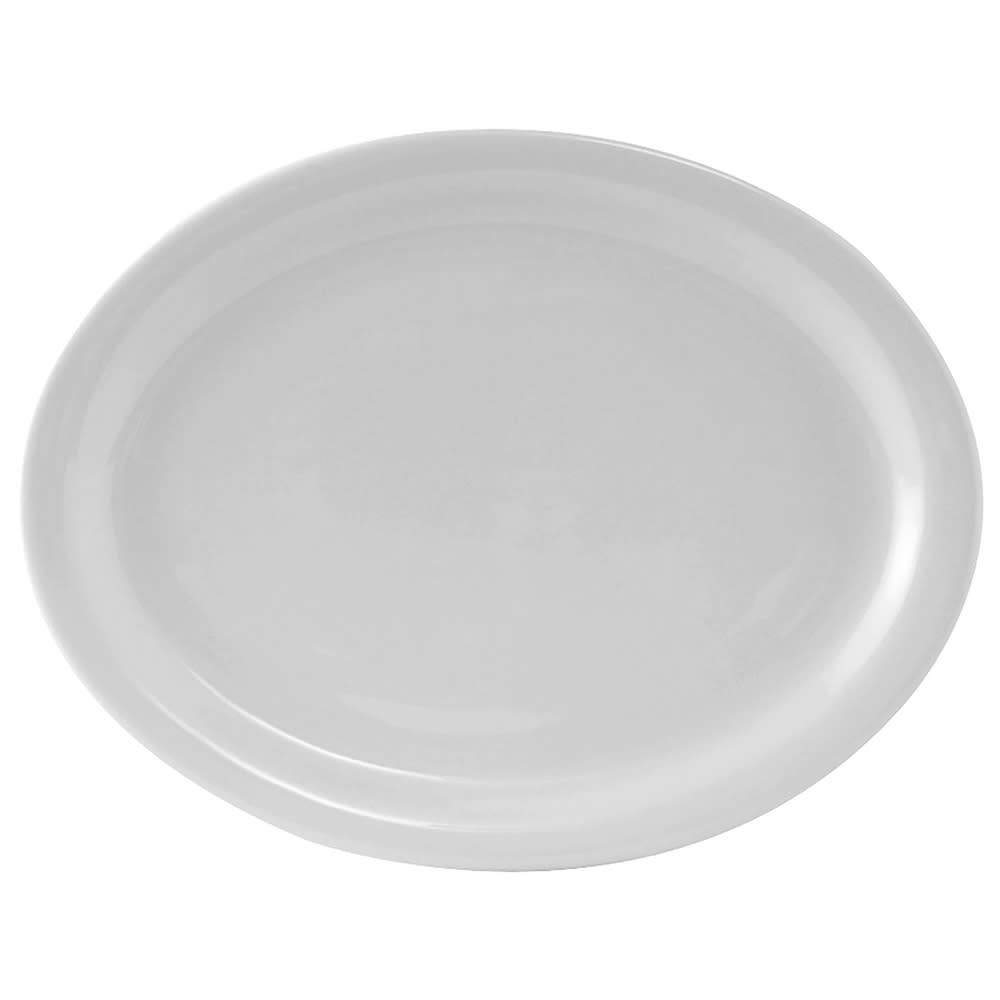 Tuxton CLH-114 11 1/8" x 8 5/8" Oval Colorado Platter - Ceramic, Porcelain White