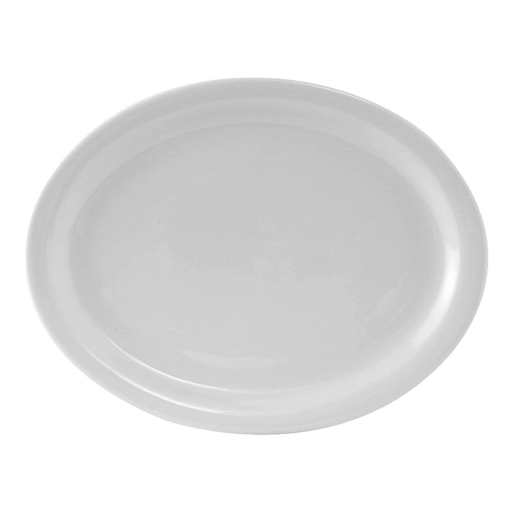 Tuxton CLH-132 13 1/8" x 10 1/8" Oval Colorado Platter - Ceramic, Porcelain White