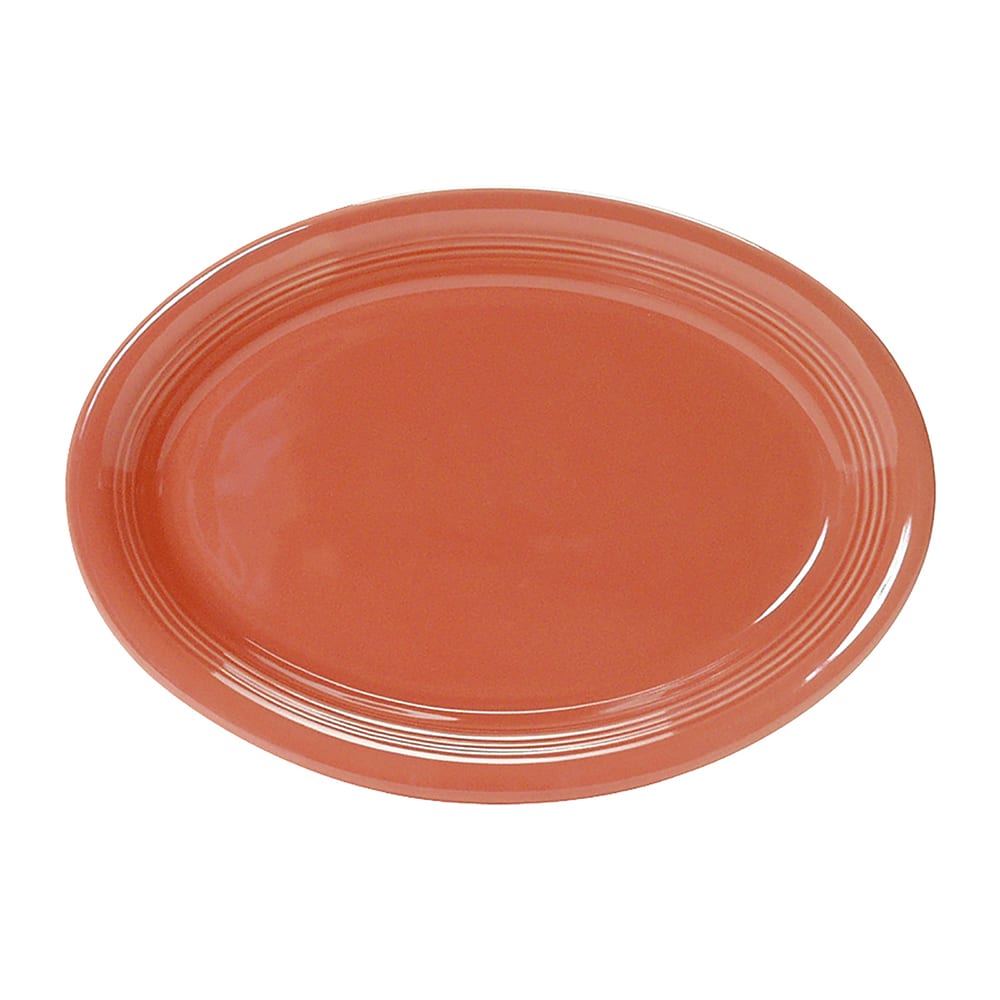 Tuxton CNH-0962 9 3/4" x 7" Oval Concentrix®© Platter - Ceramic, Cinnebar