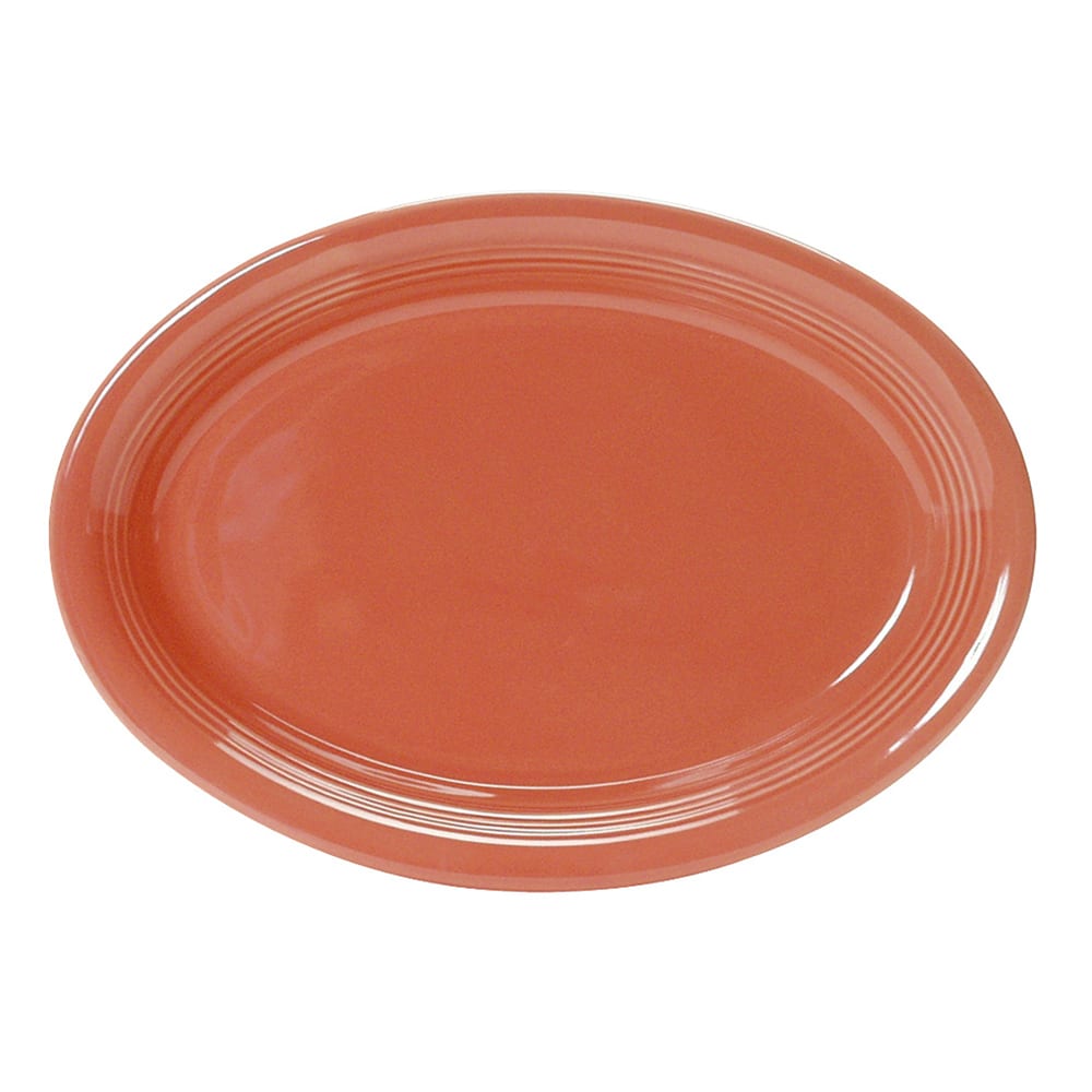 Tuxton CNH-1142 11 1/2" x 8 3/4" Oval Concentrix®© Platter - Ceramic, Cinnebar