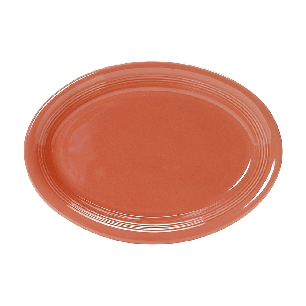 Tuxton CNH-1352 13 1/2" x 9 3/4" Oval Concentrix®© Platter - Ceramic, Cinnebar