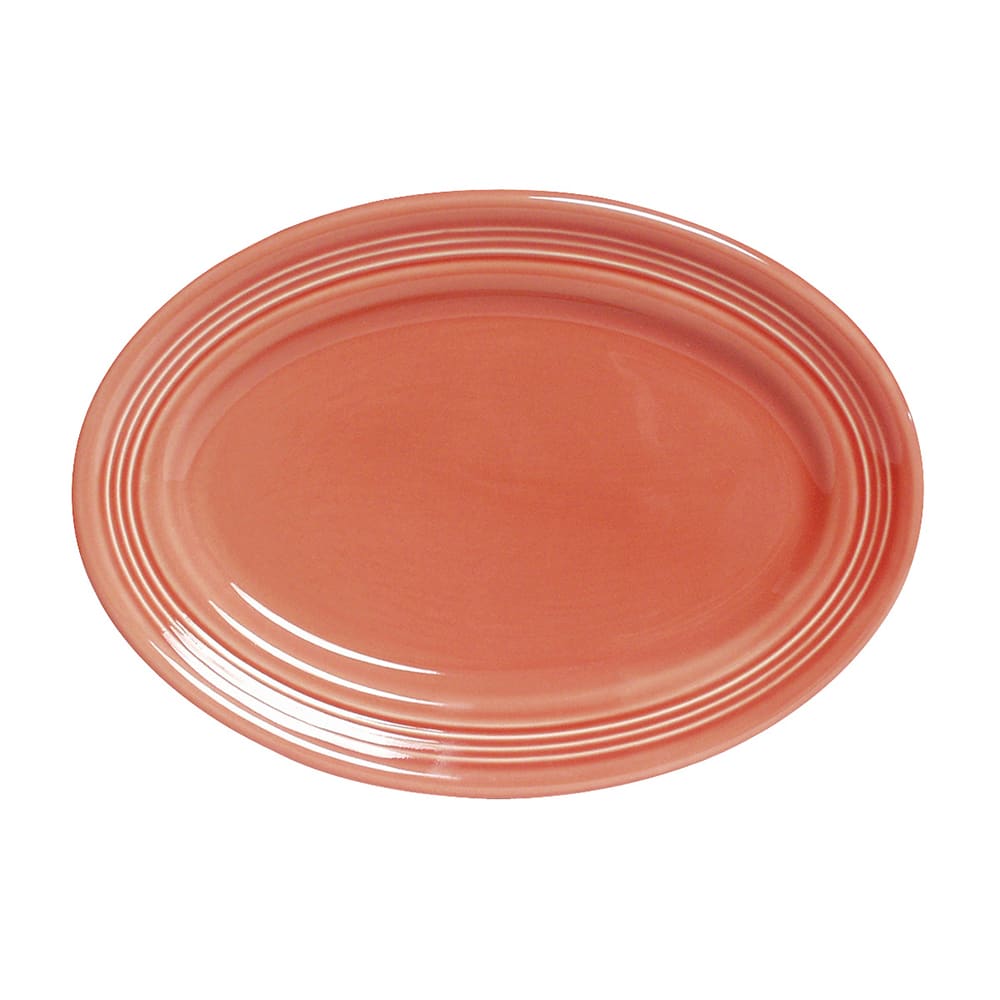 Tuxton CNH-136 13 3/4" x 10 1/2" Oval Concentrix®© Platter - Ceramic, Cinnebar