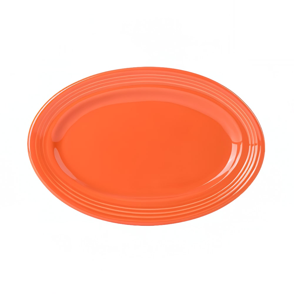 Tuxton CPH-096 9 3/4" x 6 1/2" Oval Platter - China, Papaya