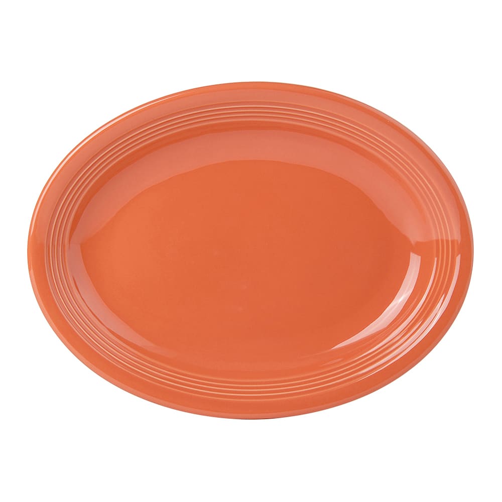 Tuxton CPH-1142 11 1/2" x 8 3/4" Oval Platter - China, Papaya