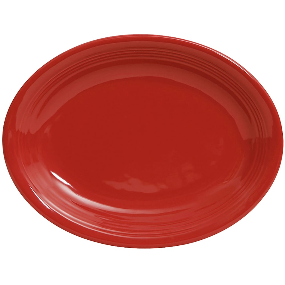 Tuxton CQH-1142 11 1/2" x 8 3/4" Oval Concentrix®© Platter - Ceramic, Cayenne
