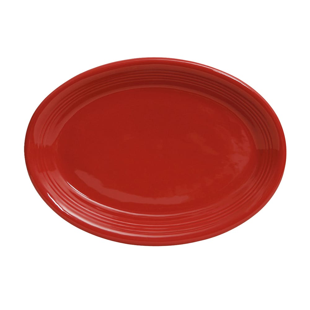 Tuxton CQH-1352 13 1/2" x 9 3/4" Oval Concentrix®© Platter - Ceramic, Cayenne