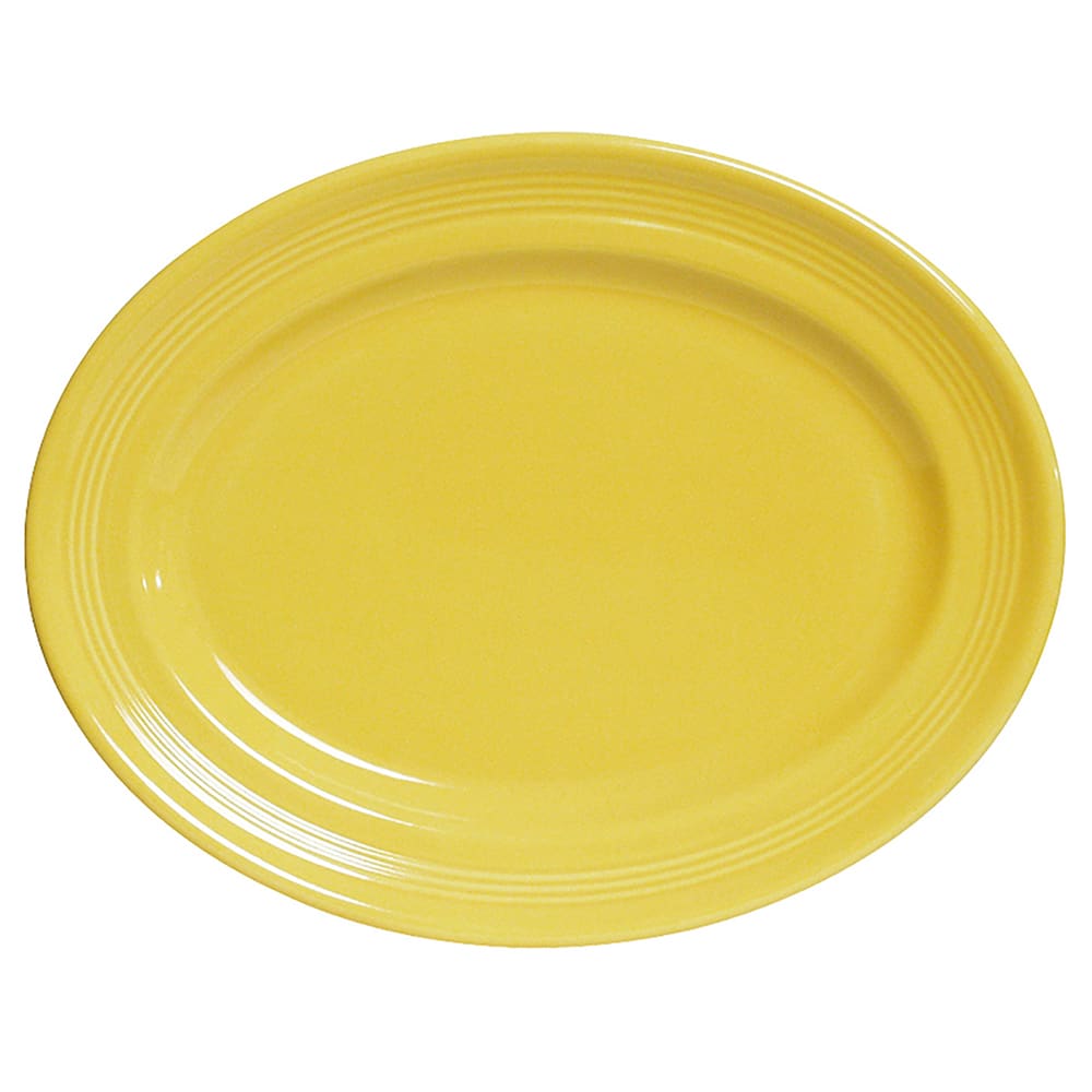 Tuxton CSH-096 9 3/4" x 6 1/2" Oval Concentrix®© Platter - Ceramic, Saffron