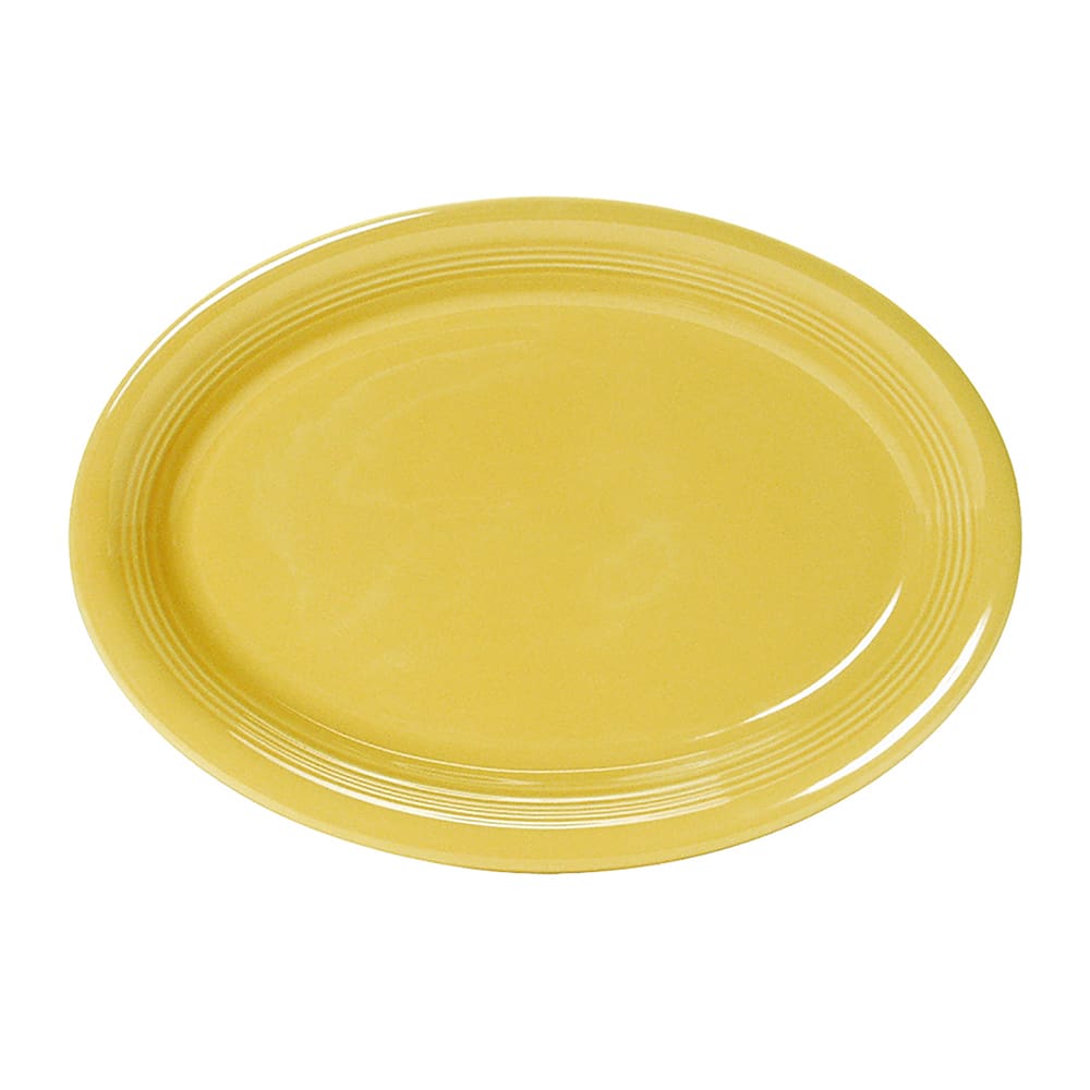 Tuxton CSH-0962 9 3/4" x 7" Oval Concentrix®© Platter - Ceramic, Saffron