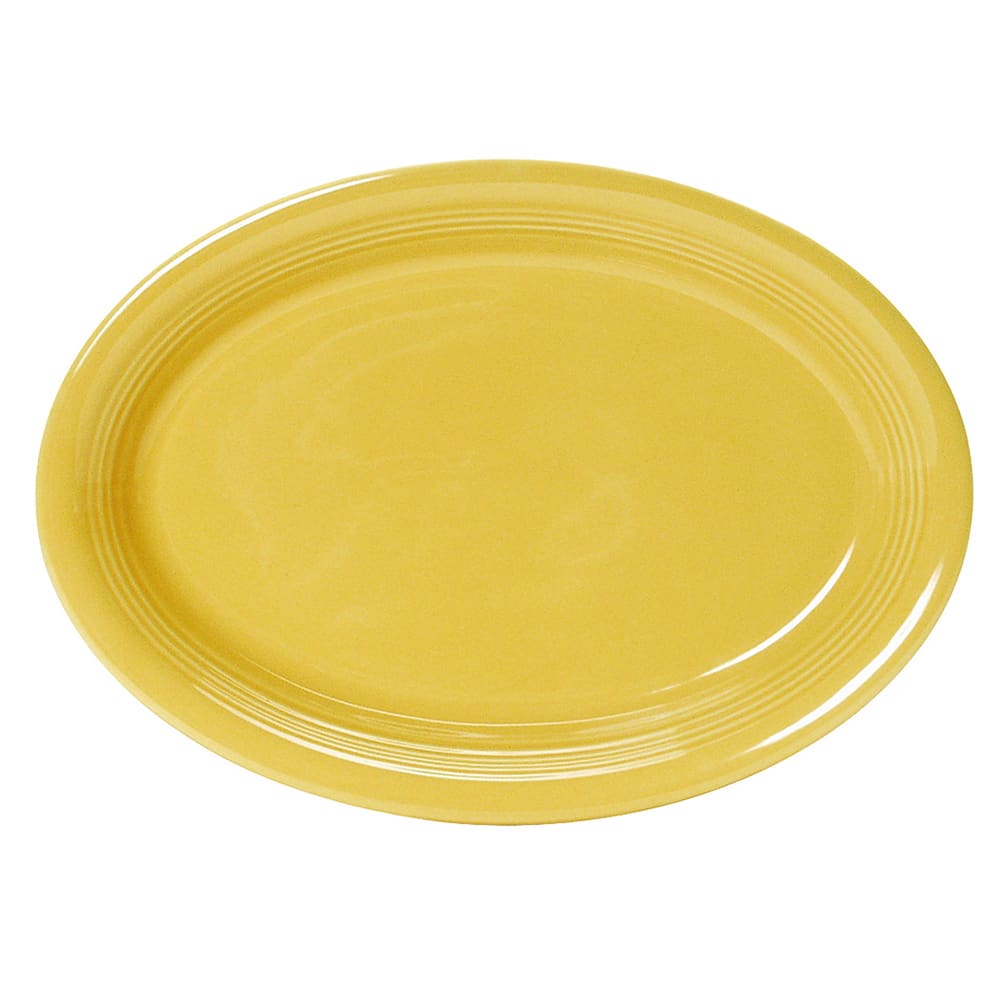 Tuxton CSH-1352 13 1/2" x 9 3/4" Oval Concentrix®© Platter - Ceramic, Saffron