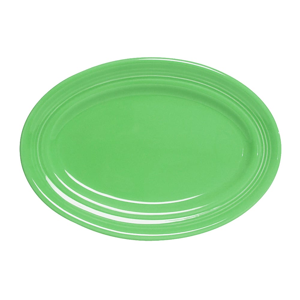 Tuxton CTH-096 9 3/4" x 6 1/2" Oval Concentrix®© Platter - Ceramic, Cilantro