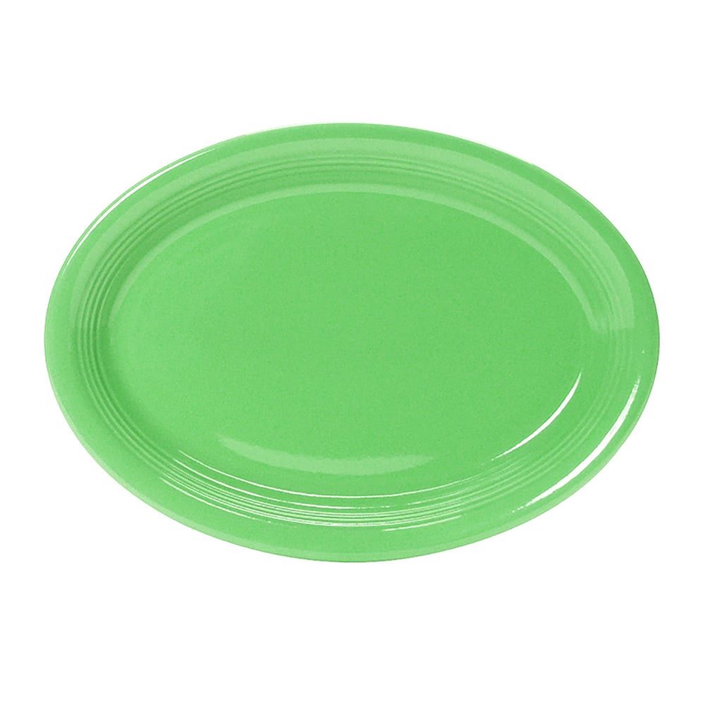 Tuxton CTH-0962 9 3/4" x 7" Oval Concentrix®© Platter - Ceramic, Cilantro