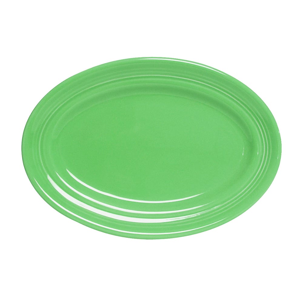 Tuxton CTH-136 13 3/4" x 10 1/2" Oval Concentrix®© Platter - Ceramic, Cilantro