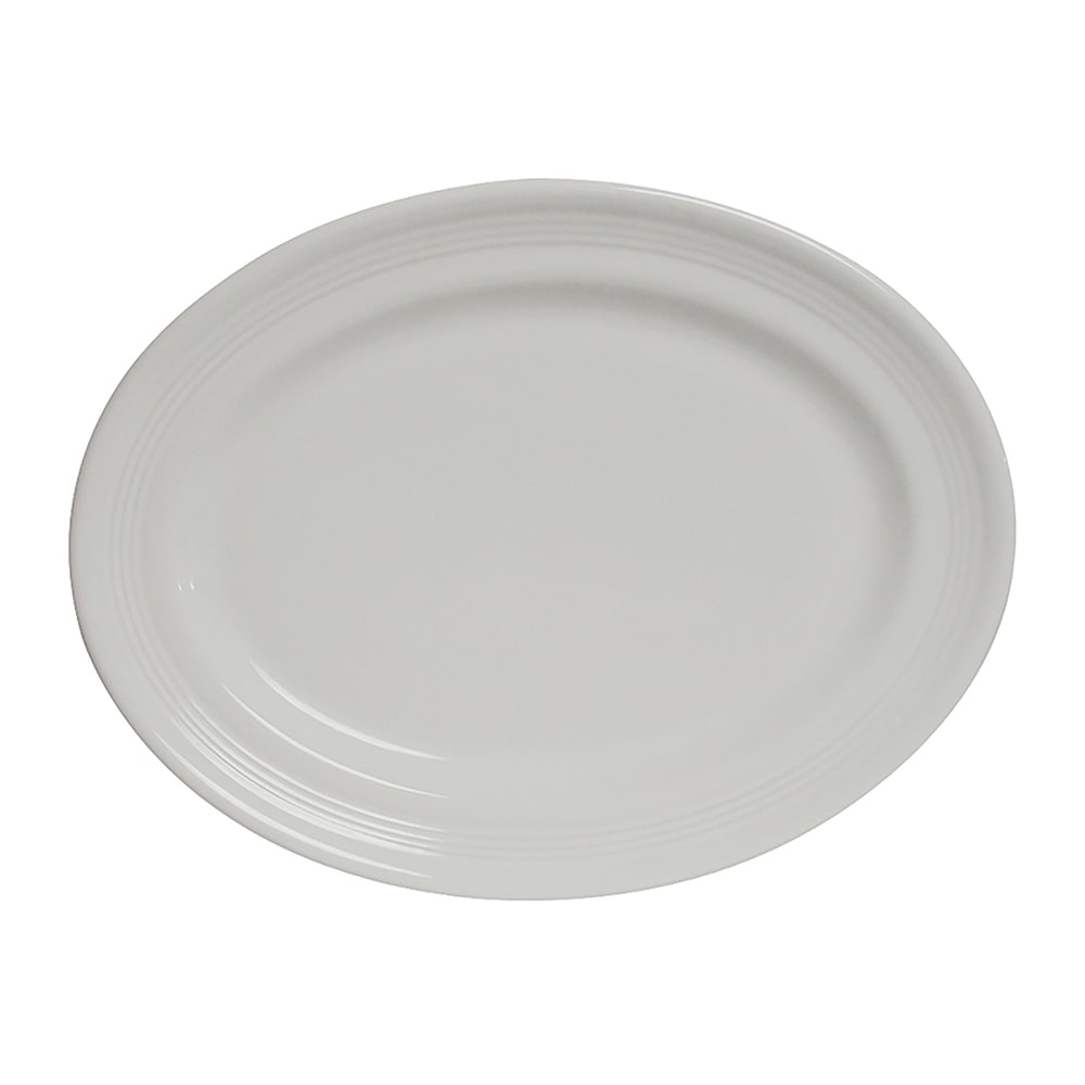 Tuxton CWH-096 9 3/4" x 6 1/2" Oval Concentrix®© Platter - Ceramic, White