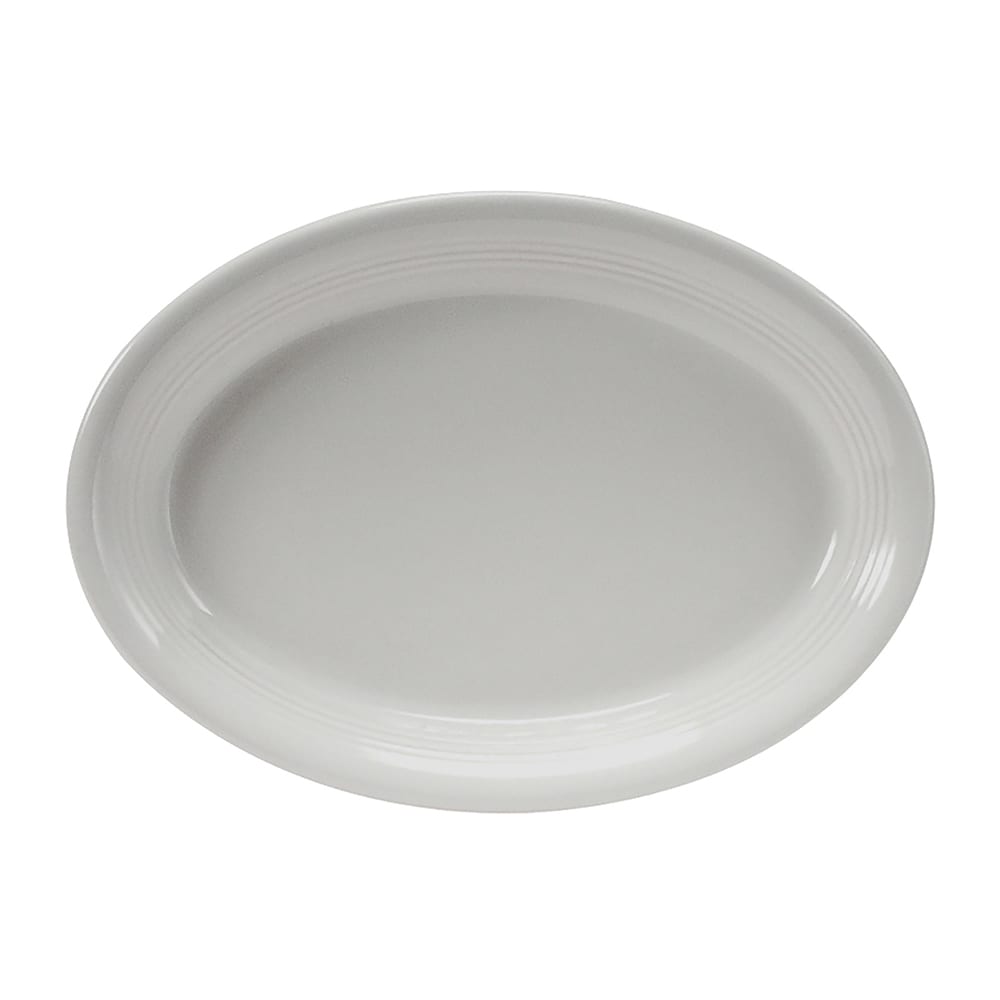 Tuxton CWH-0962 9 3/4" x 7" Oval Concentrix®© Platter - Ceramic, White