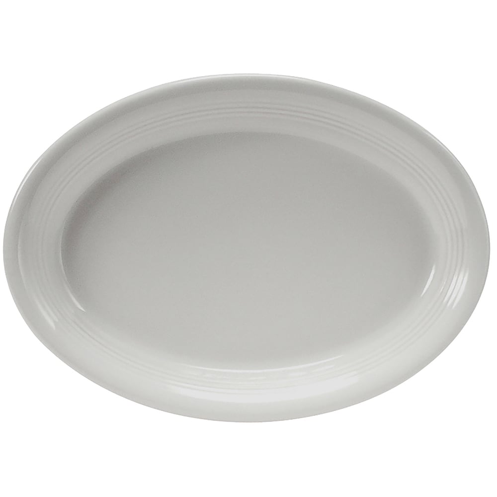 Tuxton CWH-1142 11 1/2" x 8 3/4" Oval Concentrix®© Platter - Ceramic, White