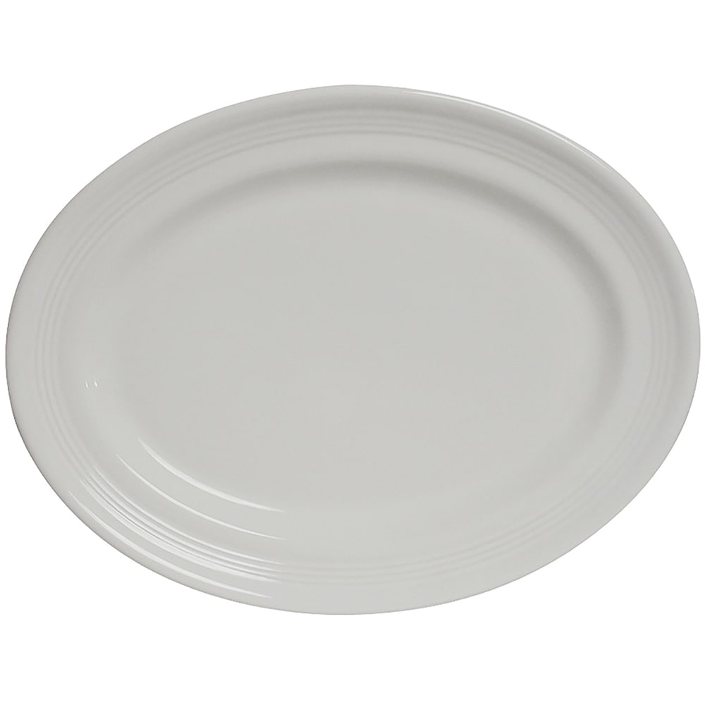 Tuxton CWH-116 11 1/2" x 8 3/8" Oval Concentrix®© Platter - Ceramic, White